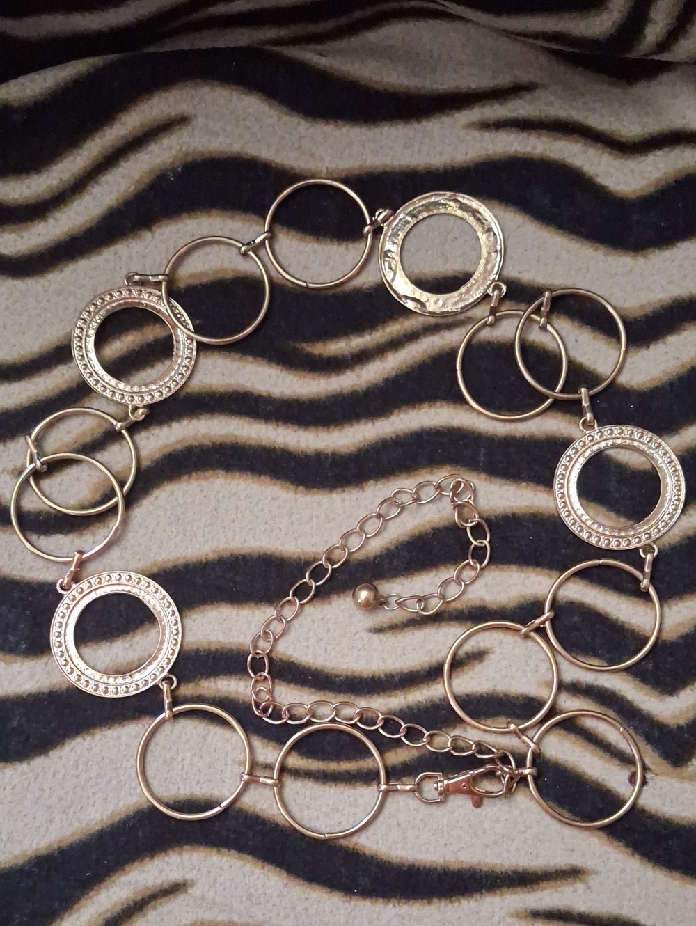 Gold-Tone Circle Link Women’s Necklace & Belt